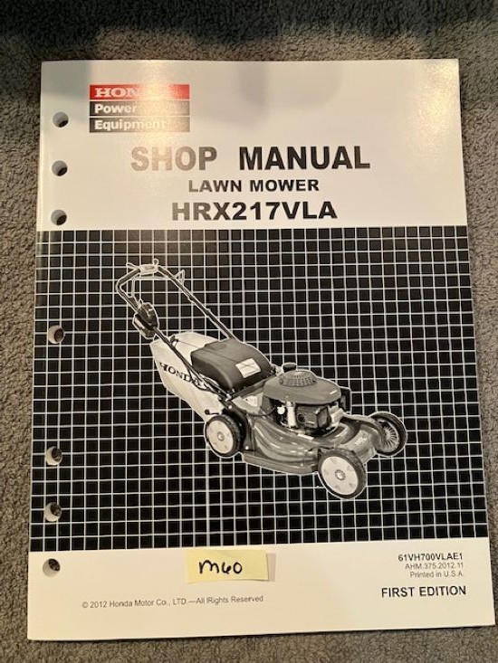 Honda HRX217VLA Lawn Mower Service Manual 2012