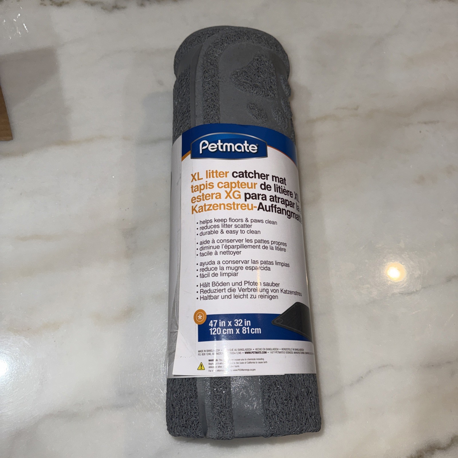 Petmate Litter Catcher Mat Extra Large XL Gray 47in X 32in