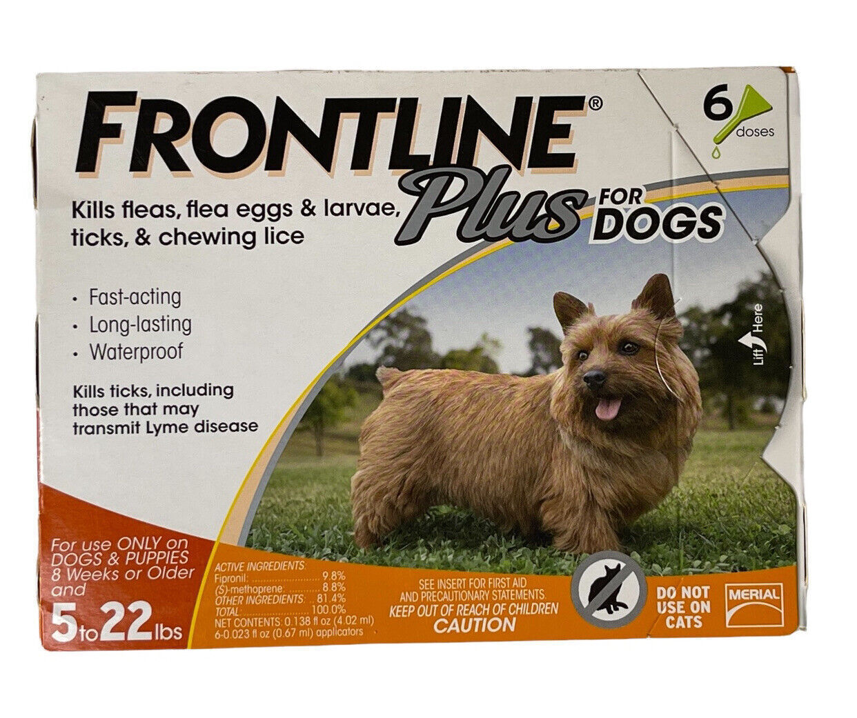 Frontline Plus Flea & Tick Control for Dogs (5-22 lbs), 6-Do...