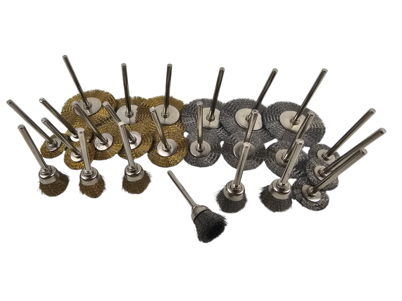 Mini Wire Brush Set, 24pc, 1/8" Shank, Brass Cup Wheel for D...