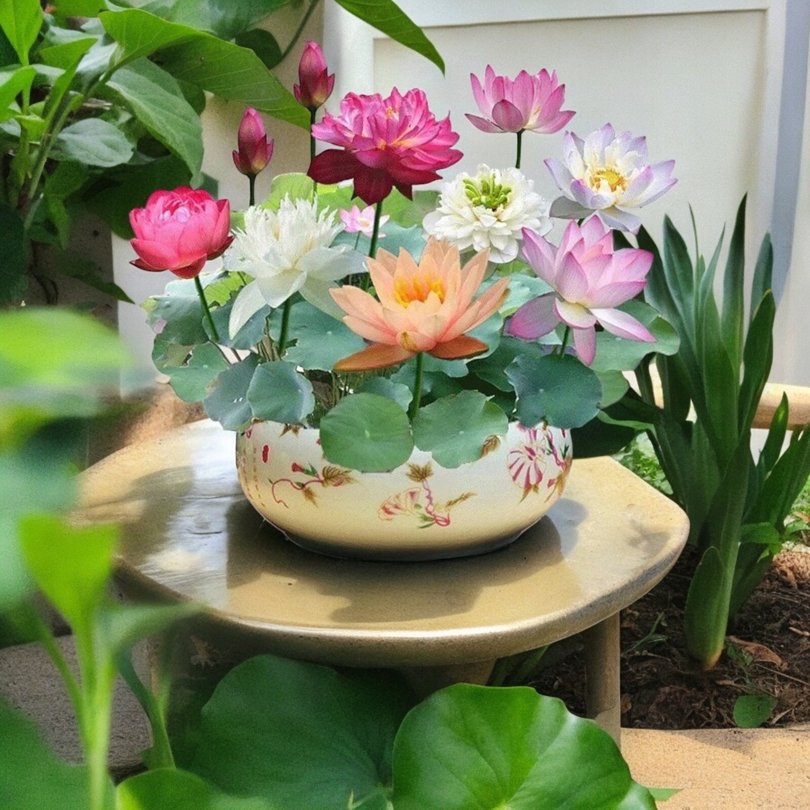 Mixed Color Bonsai Bowl Set - Lotus Seeds - Premium Water Pl...