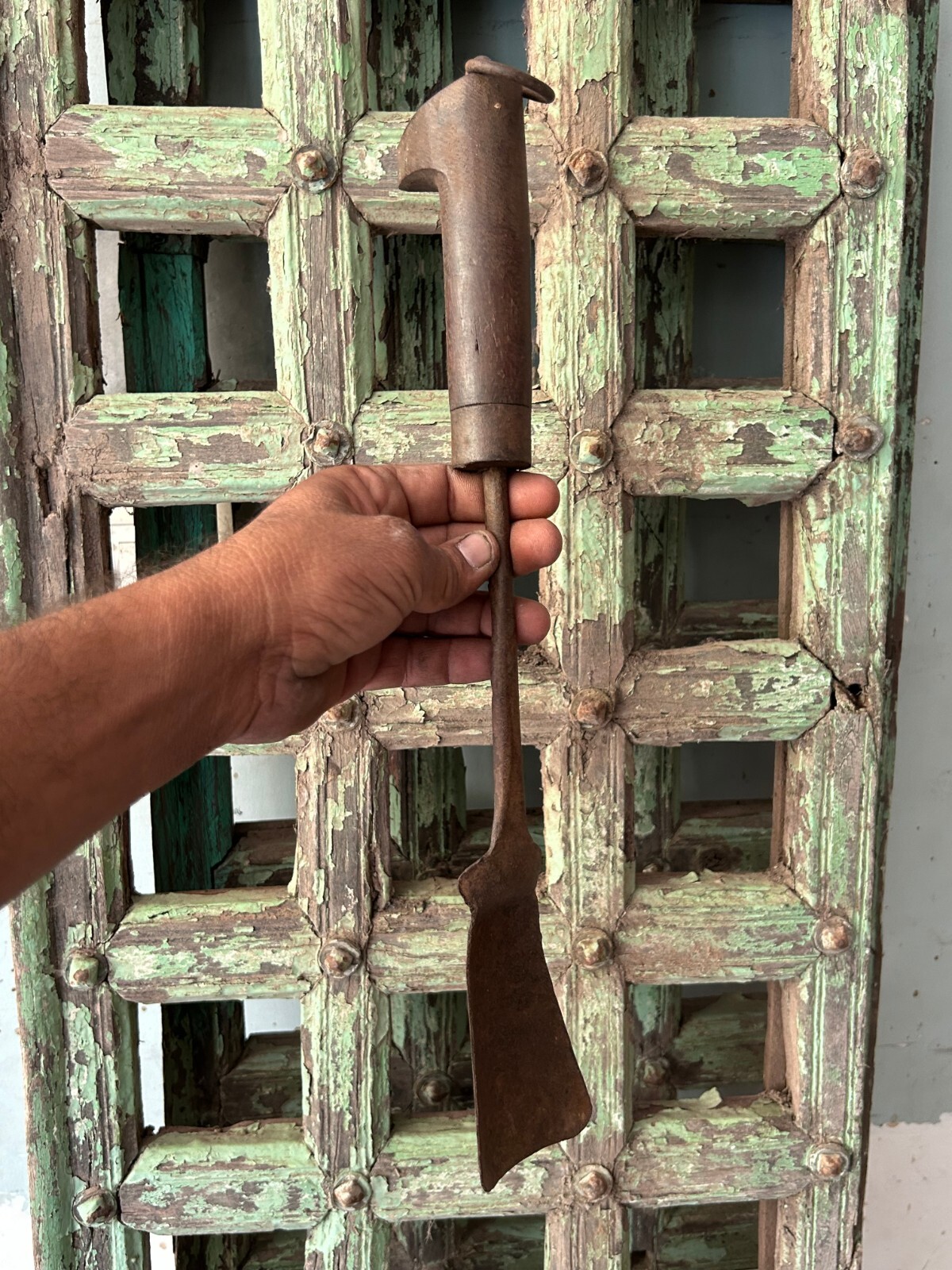 Hand-Forged Rustic Iron Garden Trowel With Wooden Handle