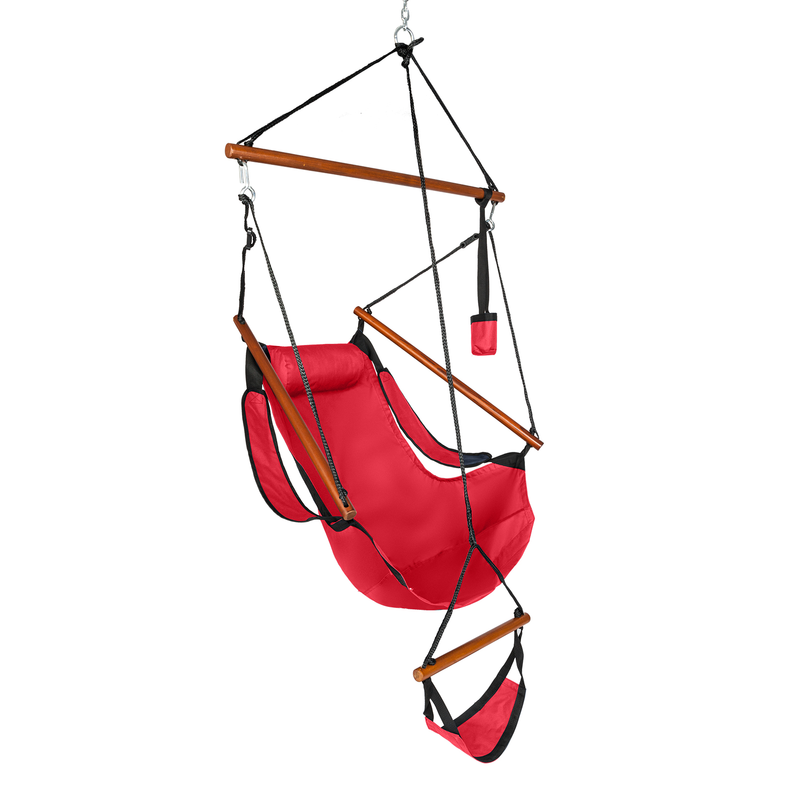Outdoor Hammock Swing Chair - Solid Wood, 4 Colors, Deluxe D...