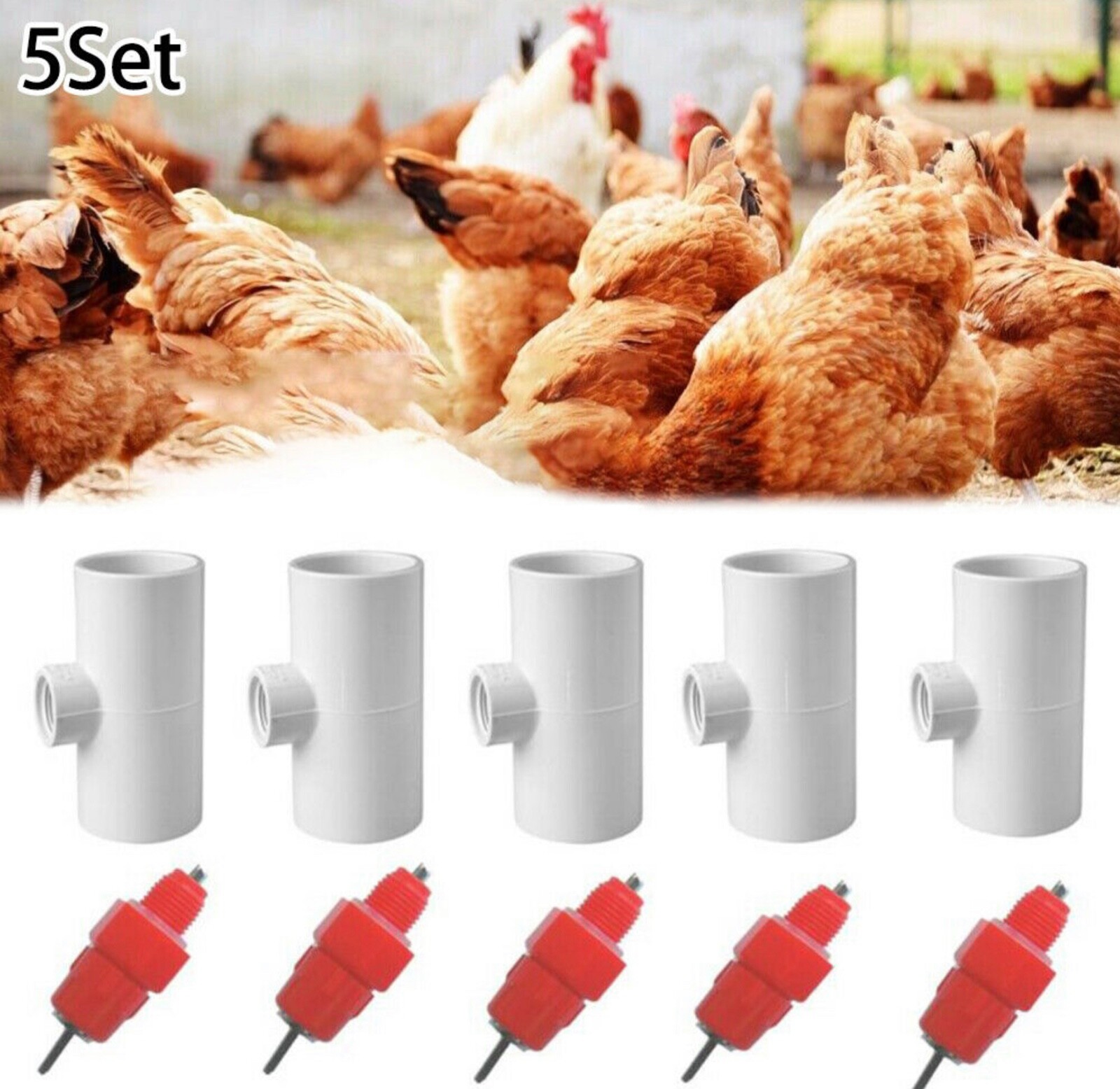 5 Pack Poultry Drinking Nipples Chicken Hen Automatic Water...
