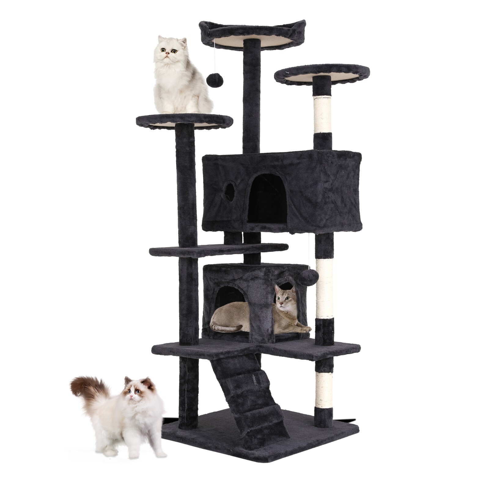 Multi-Level Cat Tree Tower With Scratching Posts, 54in