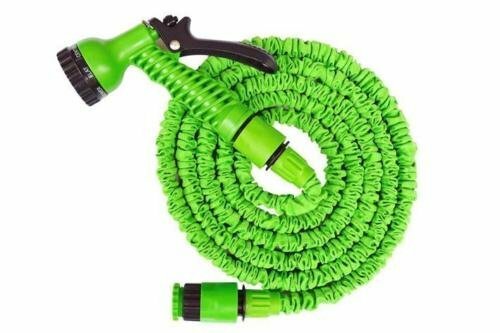 Green Expanding Garden Water Hose with Flexible Spray Nozzle