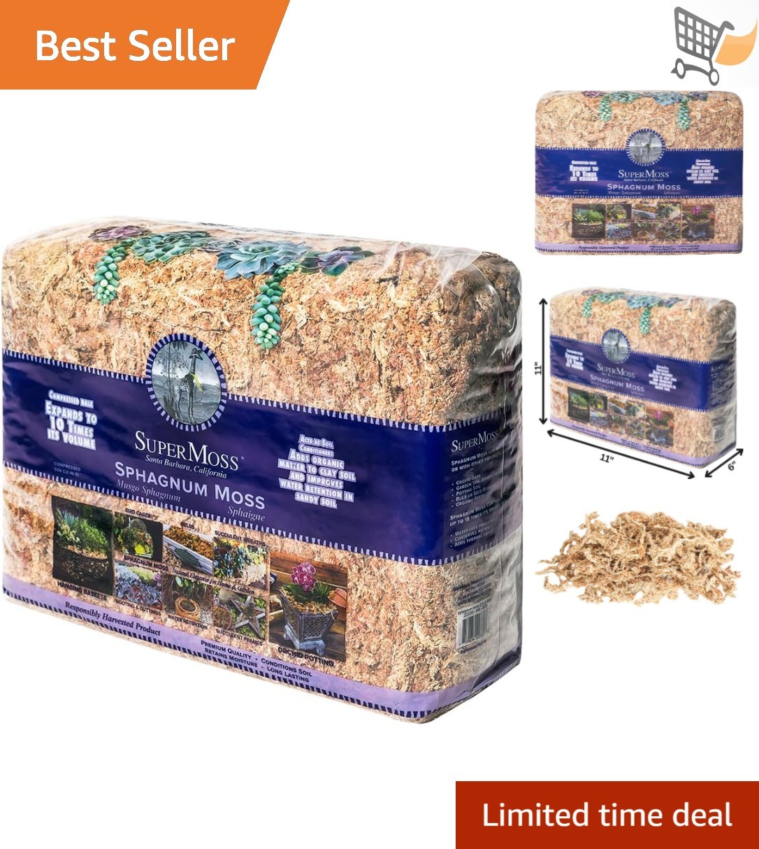 Orchid Sphagnum Moss Dried Natural 2.1Lbs Small Bale For Orc...
