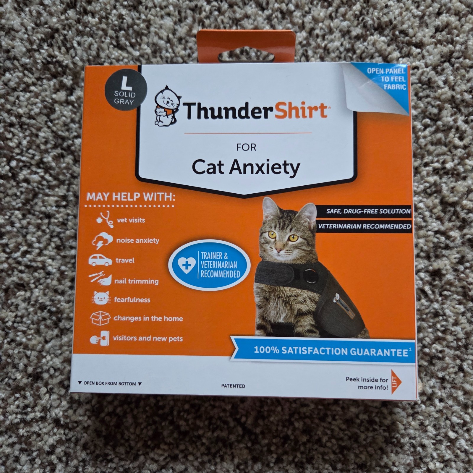 ThunderShirt for Cat Anxiety Large 13+ Lbs Gray