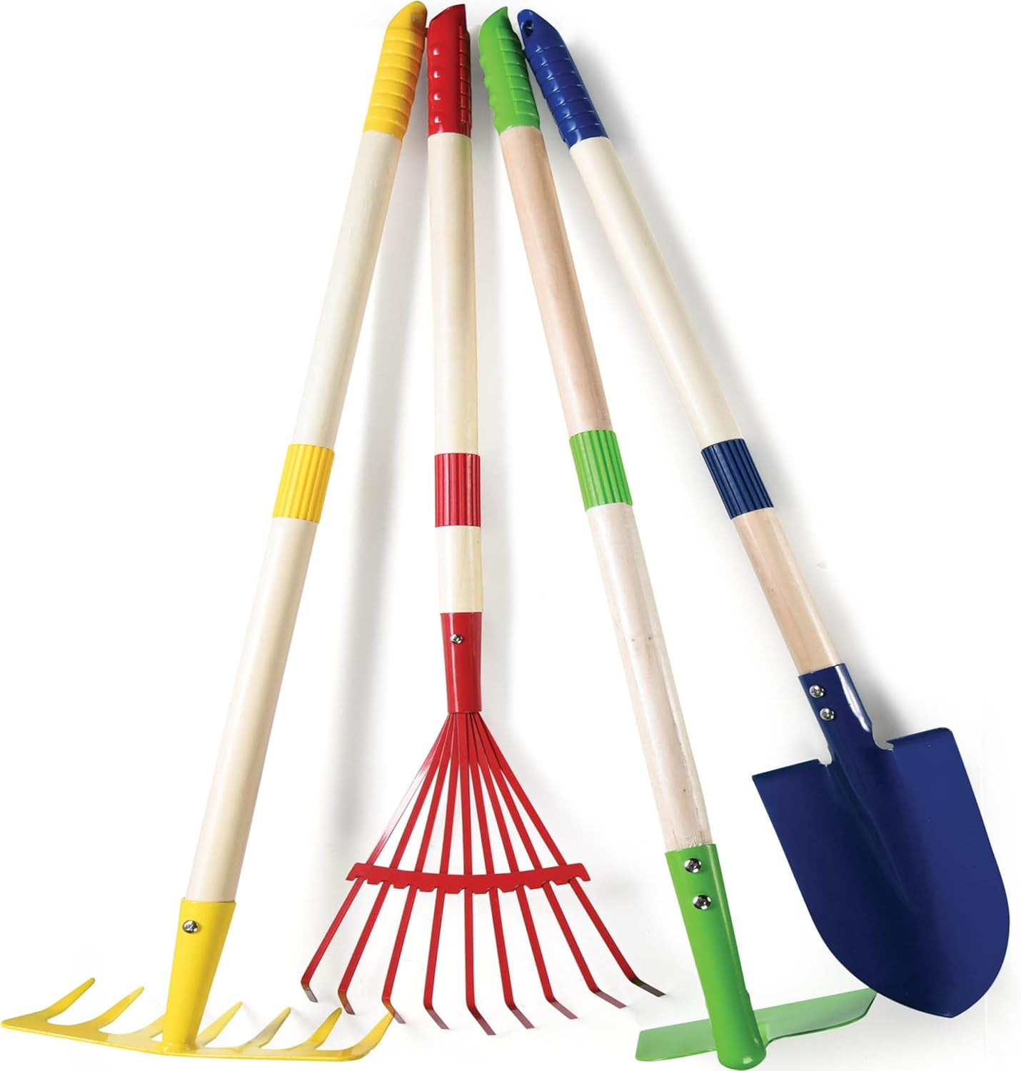 Kids Garden Tool Set - Shovel, Rake, Hoe, Leaf Rake