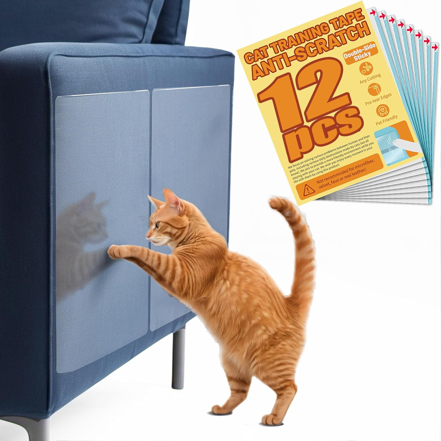 Cat Furniture Protectors Clear Vinyl Adhesive Scratch Guards...