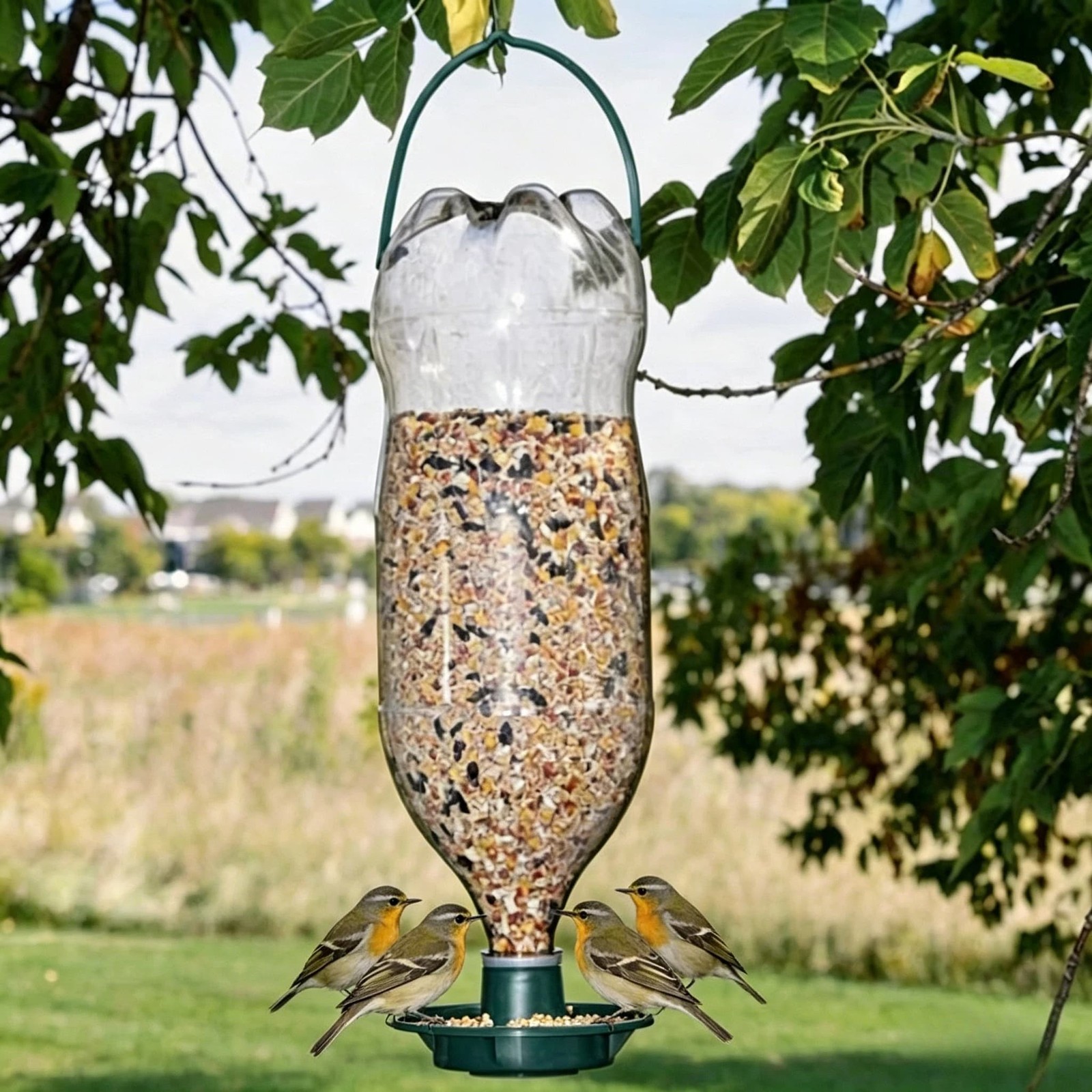 Bottle Top Bird Feeder Kit – DIY Hanging Feeder for Wild Bir...