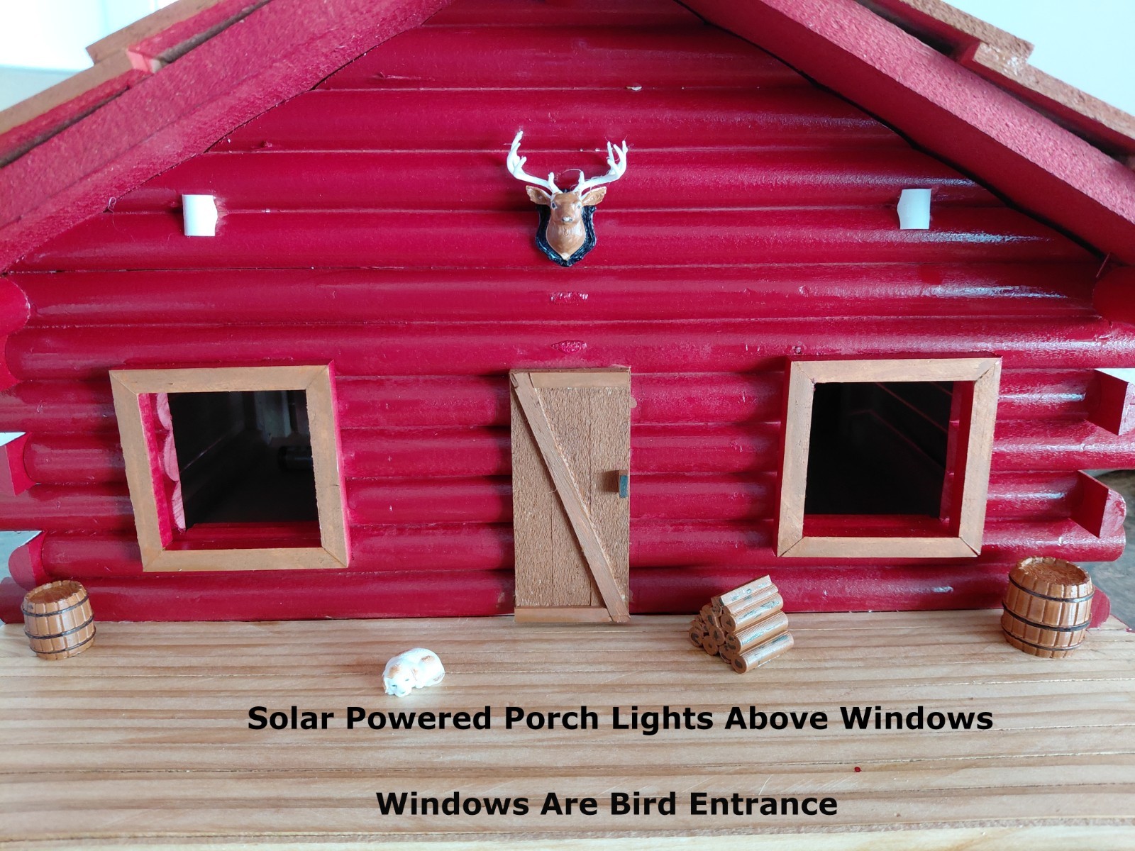 Log Cabin Bird House / Bird Feeder, Real Wood, Handmade