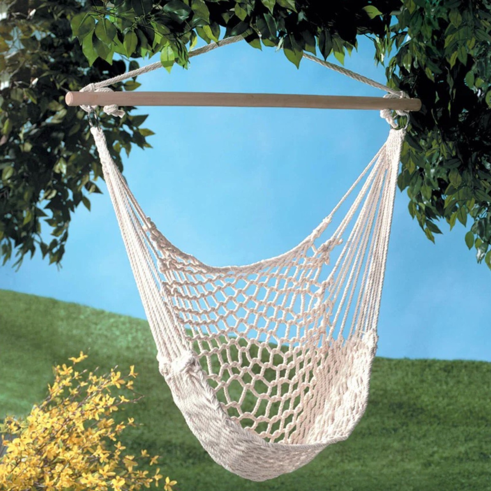 Indoor Outdoor Swing Hammock Chair with Cotton Rope Seat
