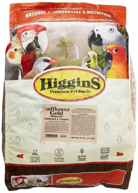 Higgins Safflower Gold Conure and Cockatiel Bird Food 25 lb