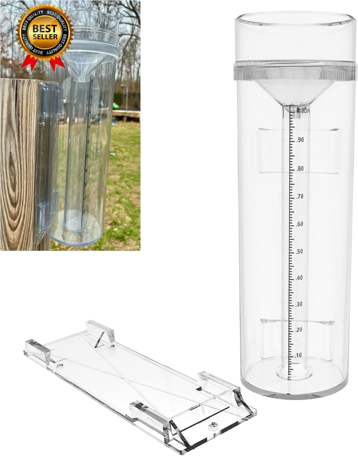 Stratus Long Term Outdoor Rain Gauge (UV & Heat Resistant),...