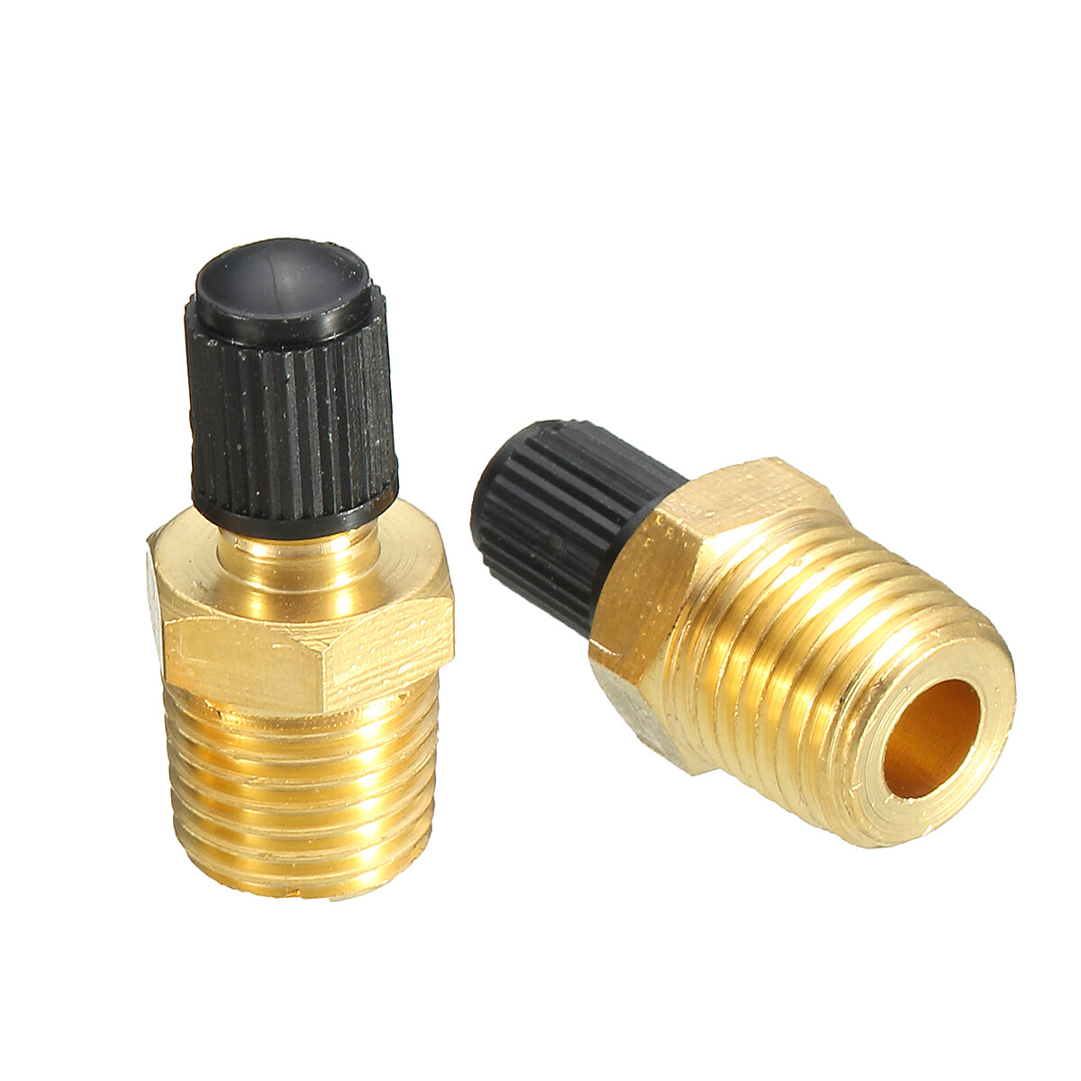 Air Compressor Tank Fill Valve, 1/4" NPT Brass Schrader (x2)