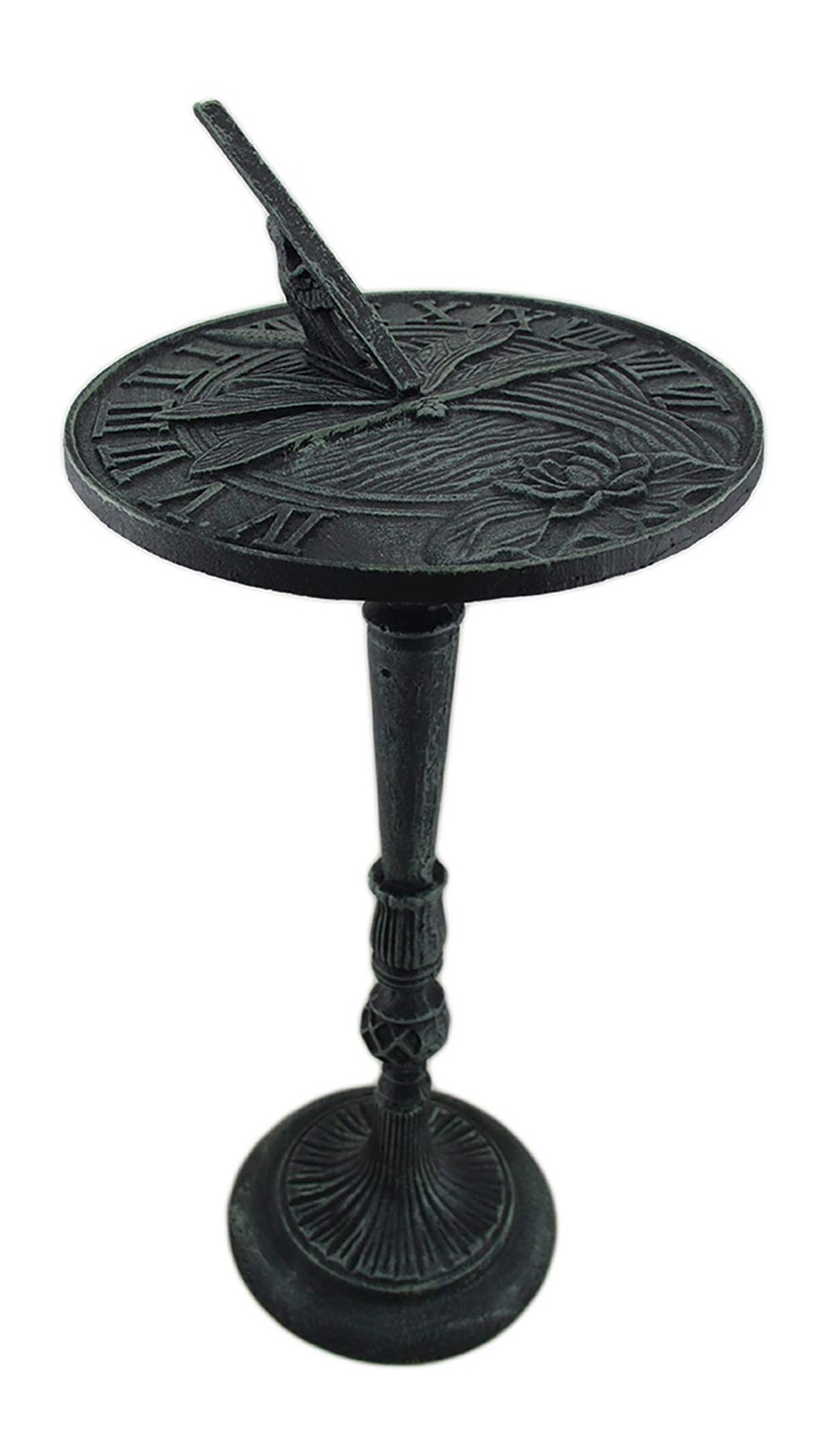 Verdigris Cast Iron Dragonfly Sundial Pedestal