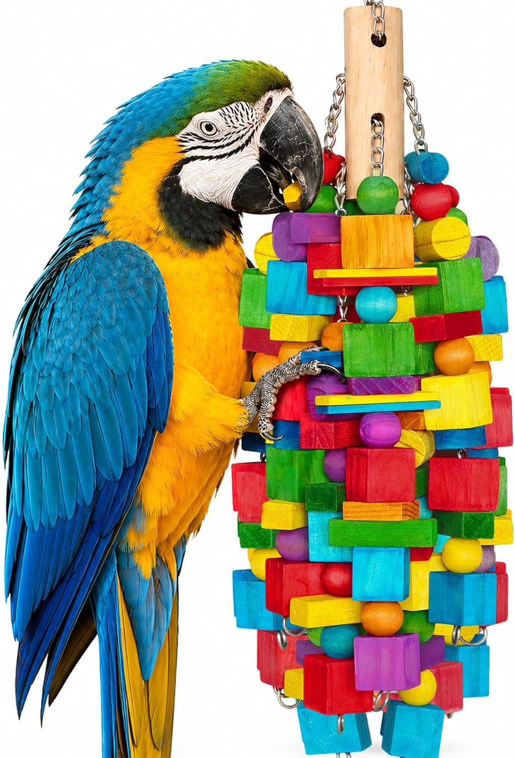Pet Bird Toy, 20 in XL Parrot Chew Toy, Natural Wood Blocks...