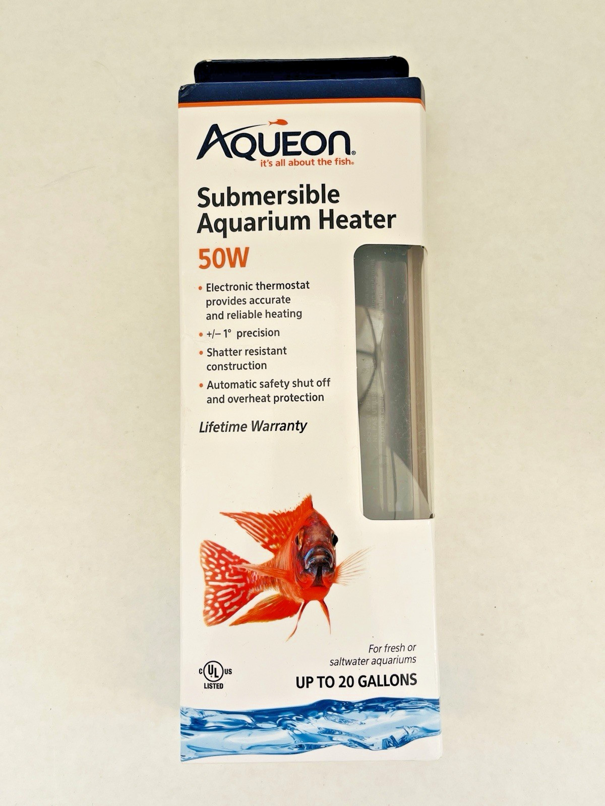Aqueon Submersible Aquarium Heater 50W - Up to 20 Gallons