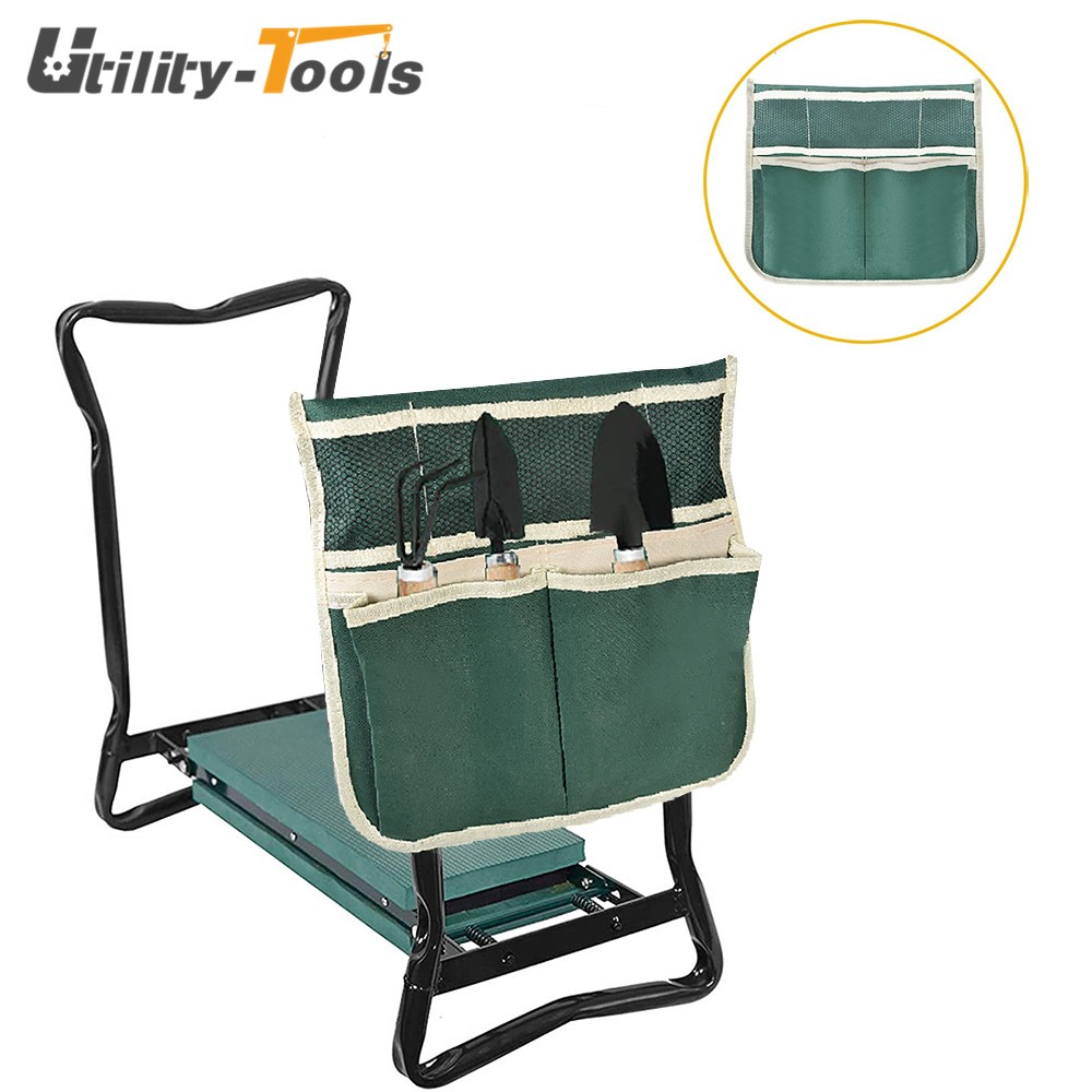 Foldable Garden Kneeler Bench Stool with Soft Seat Pad and T...