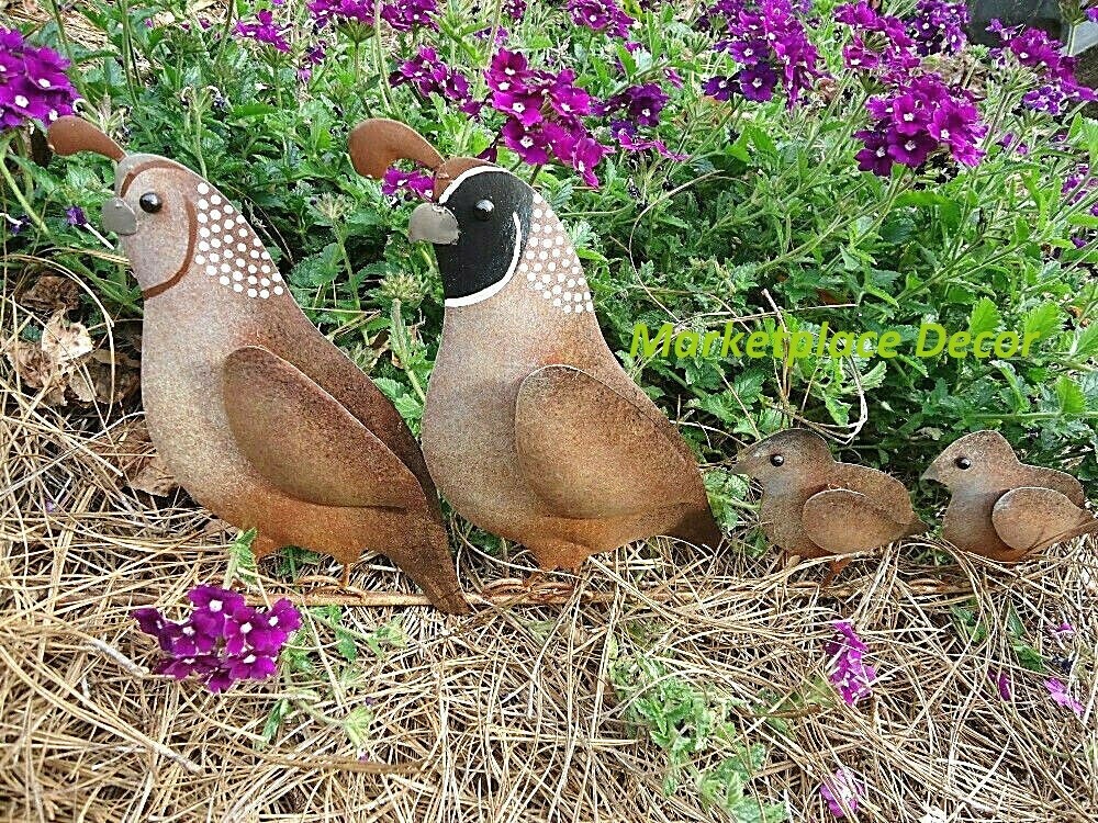 Southwestern Wildlife Yard Decor Metal Bird Statue - Quail S...