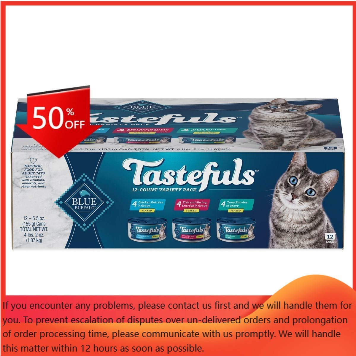 Blue Buffalo Tastefuls Flaked Tuna, Chicken & Shrimp Cat Foo...