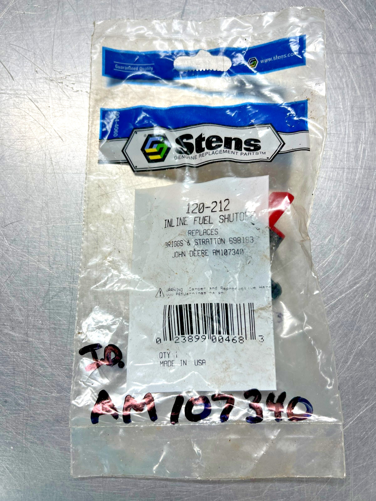 John Deere Stens Inline Fuel Shut Off Valve (Model: AM107340...