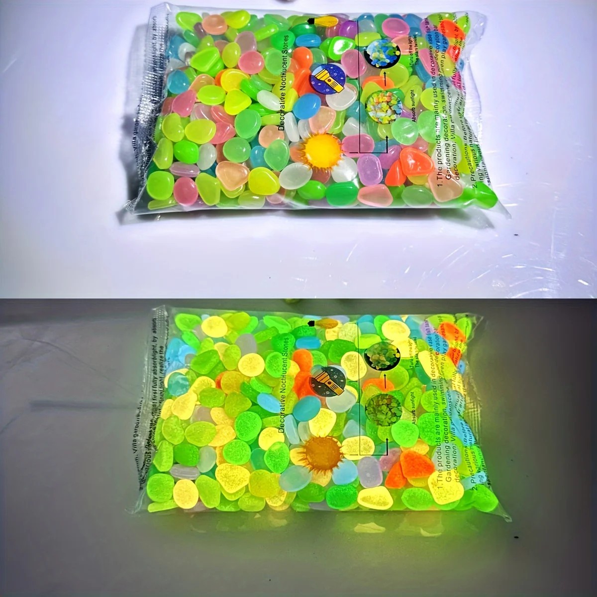 Glowing Pebbles for Fish Tank - 100 Pieces Luminous Garden R...
