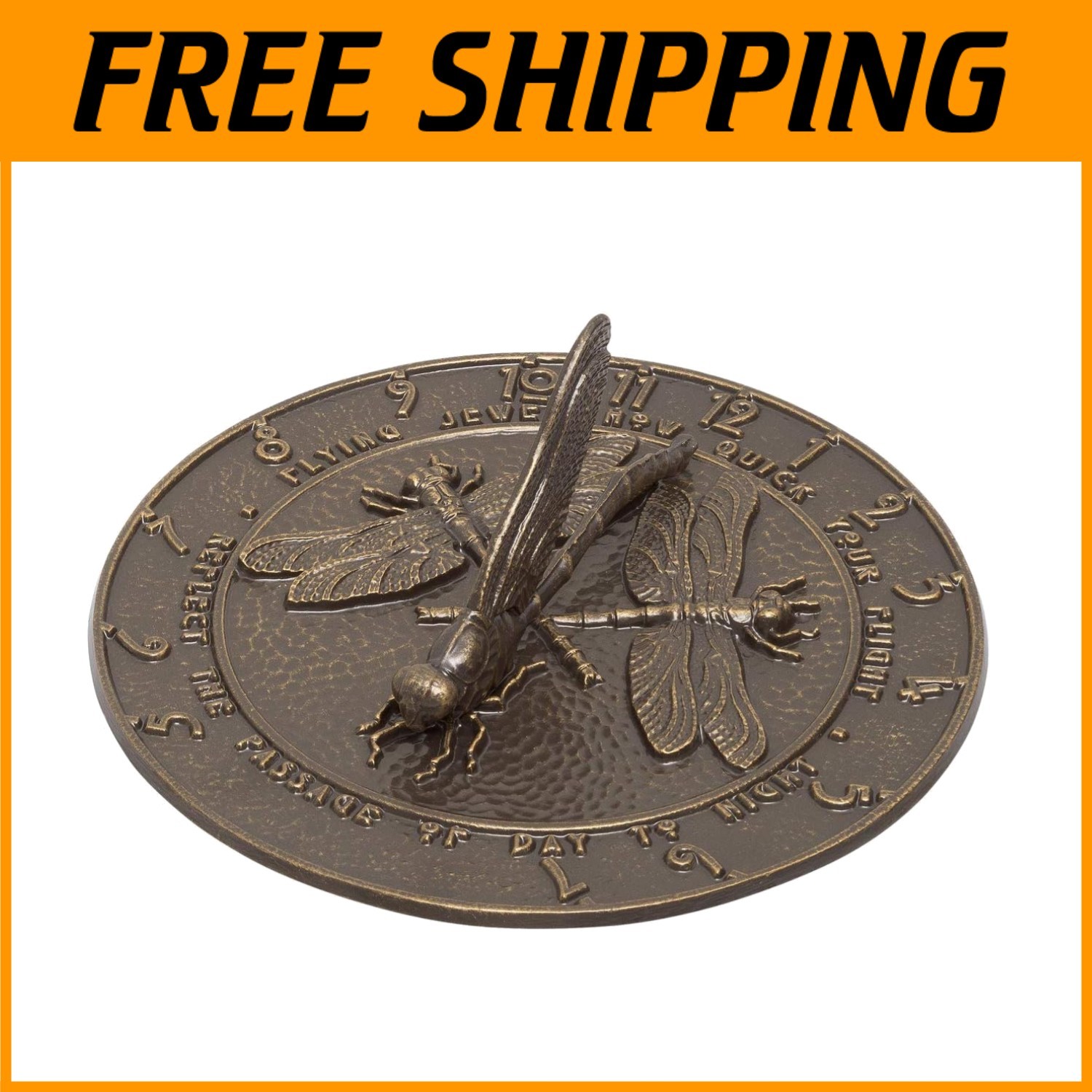 Elegant French Bronze Dragonfly Sundial - Solar Powered Weat...