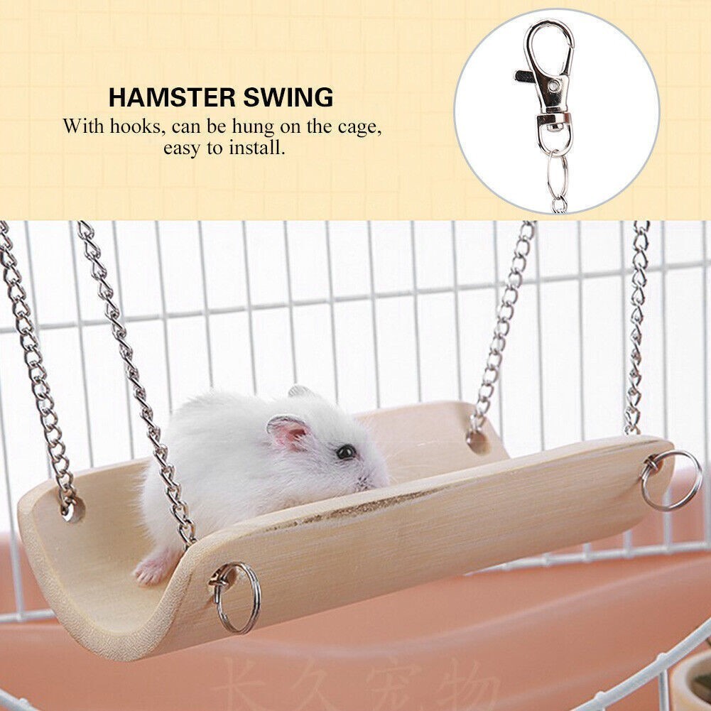 Hamster Wood Swing Toy Cage - Fun Pet Hanging Toy