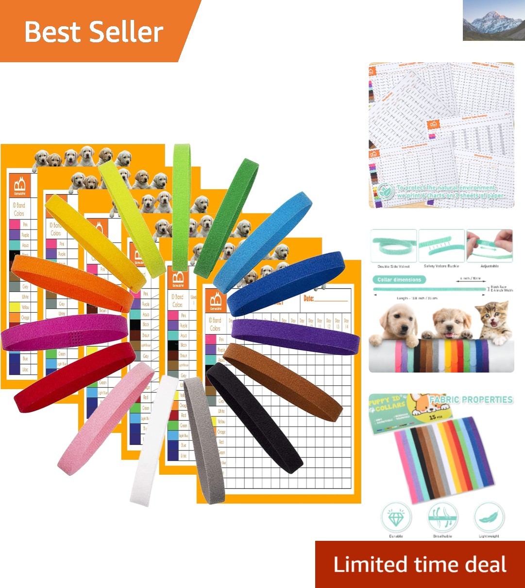 Whelping Puppy Collars & Health Record Sheets Set