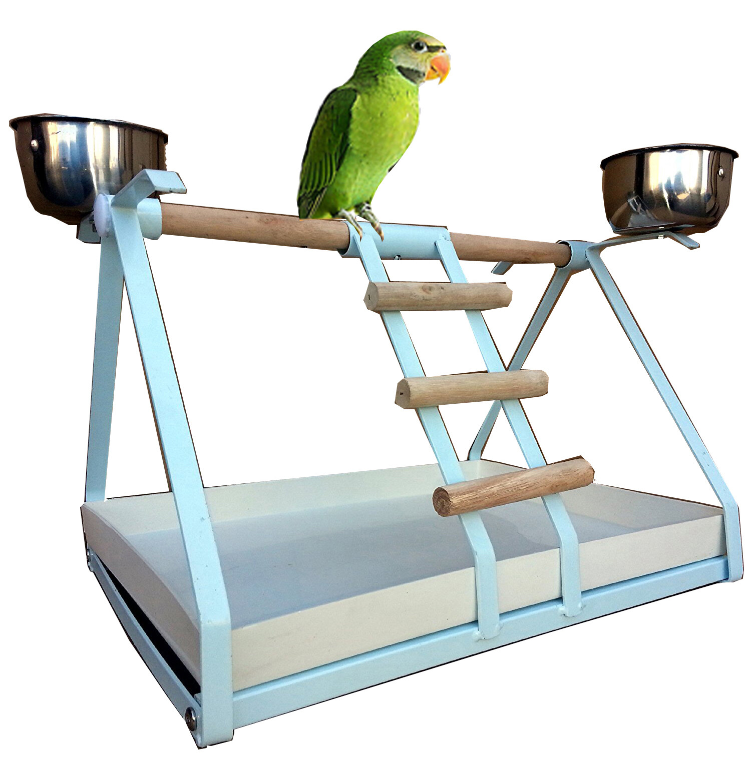 Small Parrot Bird Metal Playstand Play Gym With Stainless St...
