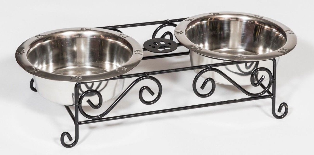 Wrought Iron Elevated Dog & Cat Food and Water Bowl Stand