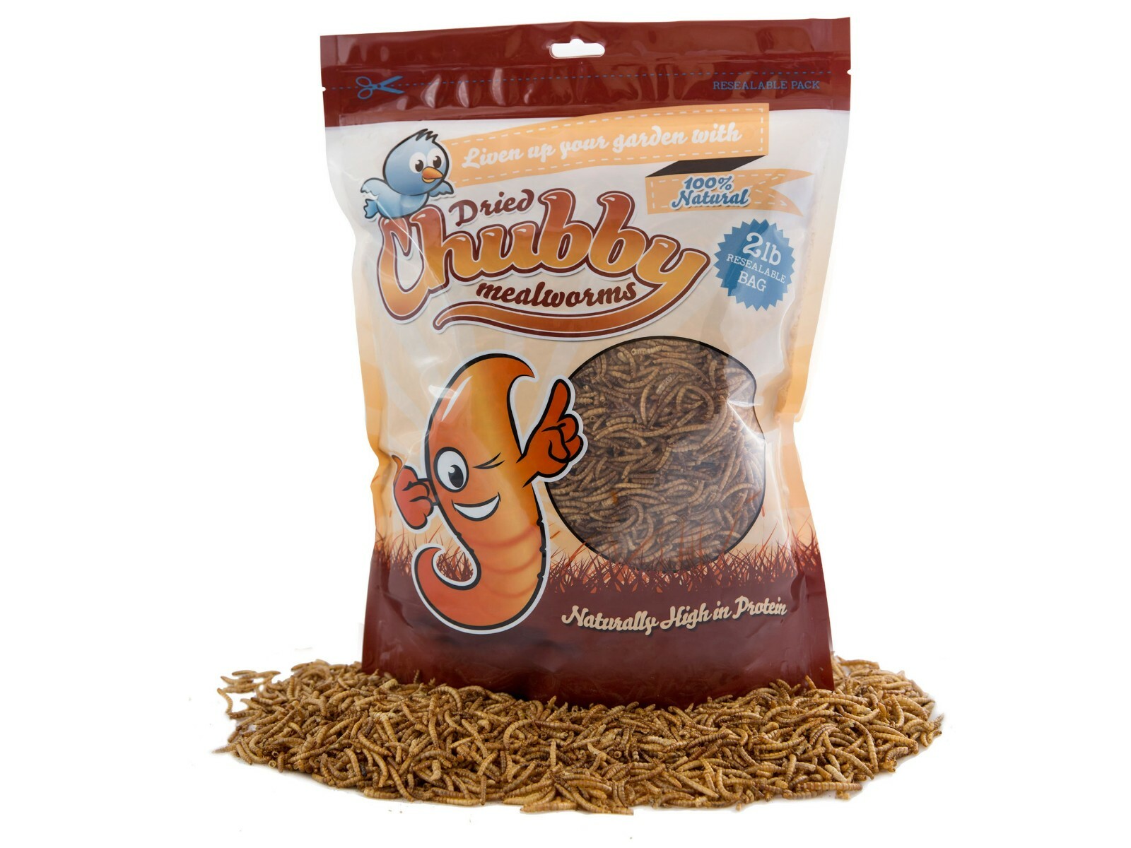 Dried Chubby Mealworms 2lb Non-GMO Food for Birds, Chickens,...