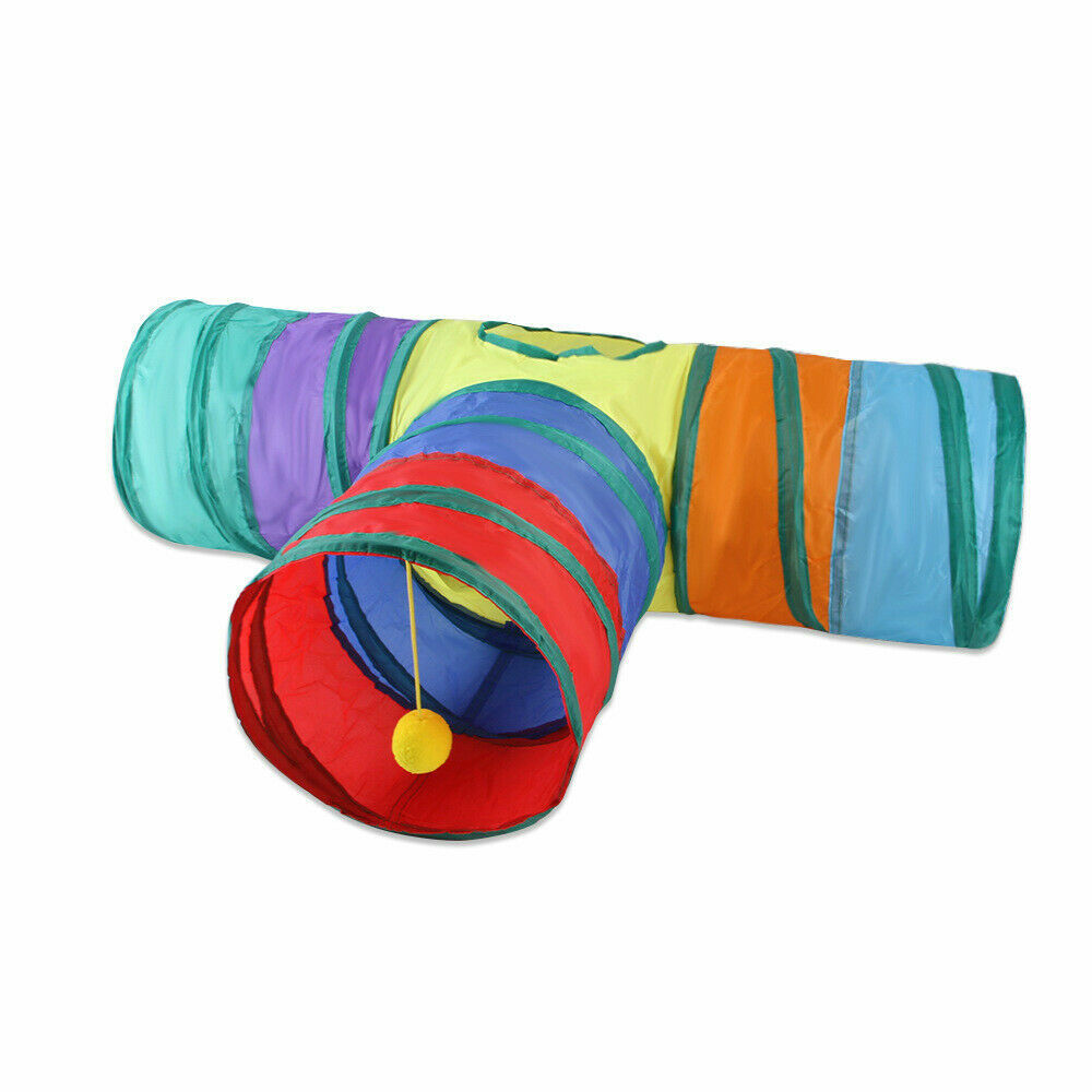 Foldable Rainbow Tunnel Tube Pet Cat Rabbit Puppy Kitten Pla...