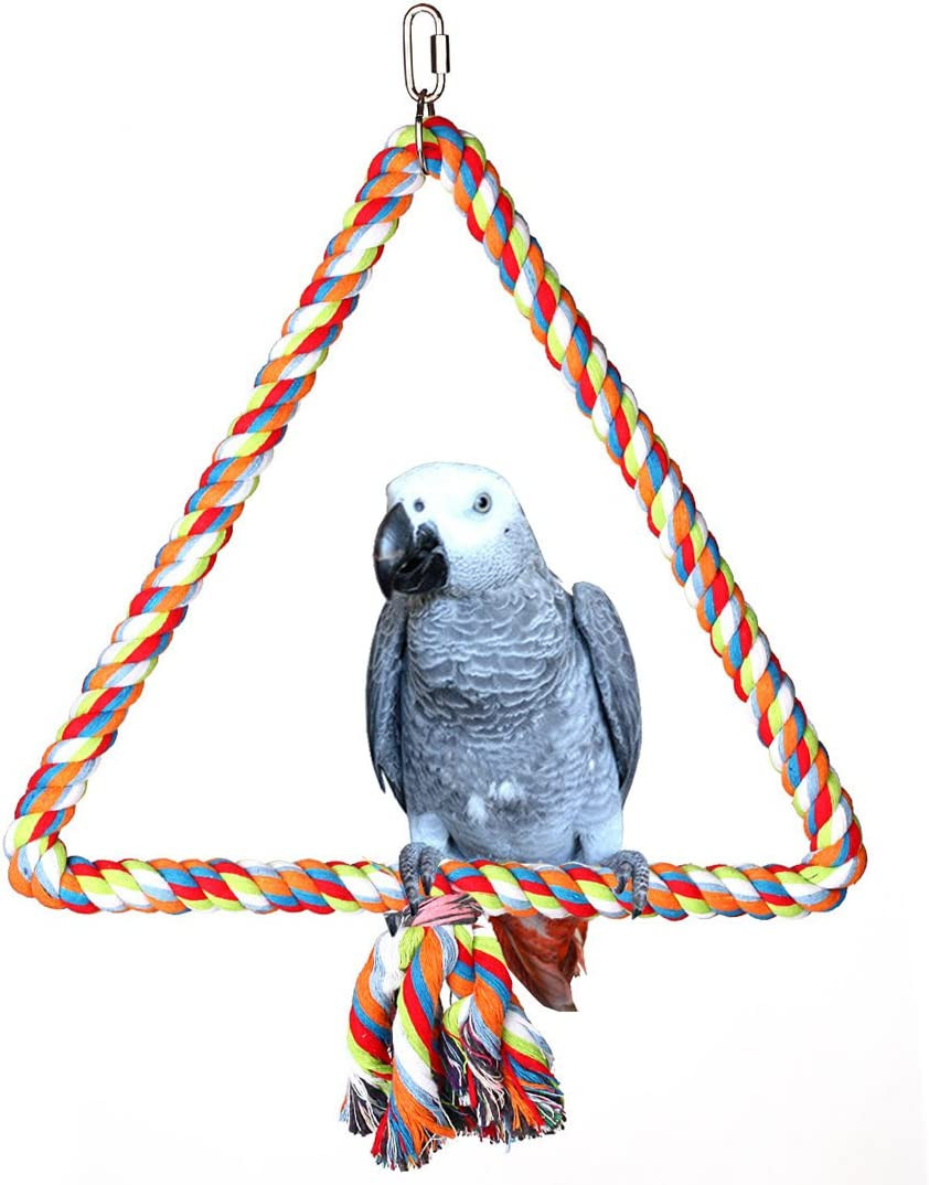Triangle Rope Swing Bird Toy for Parrot Cage — Conure & Afri...