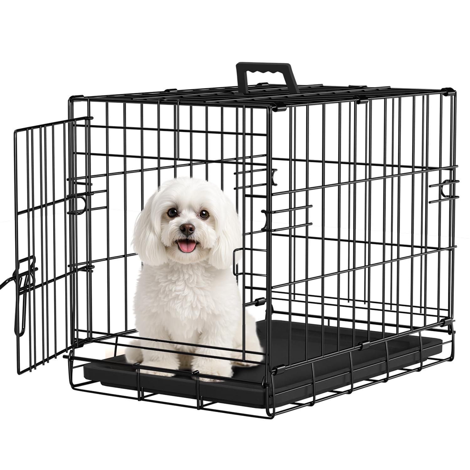 Dog Crate for Small Dogs, 18" Folding Metal Wire Pet Cage
