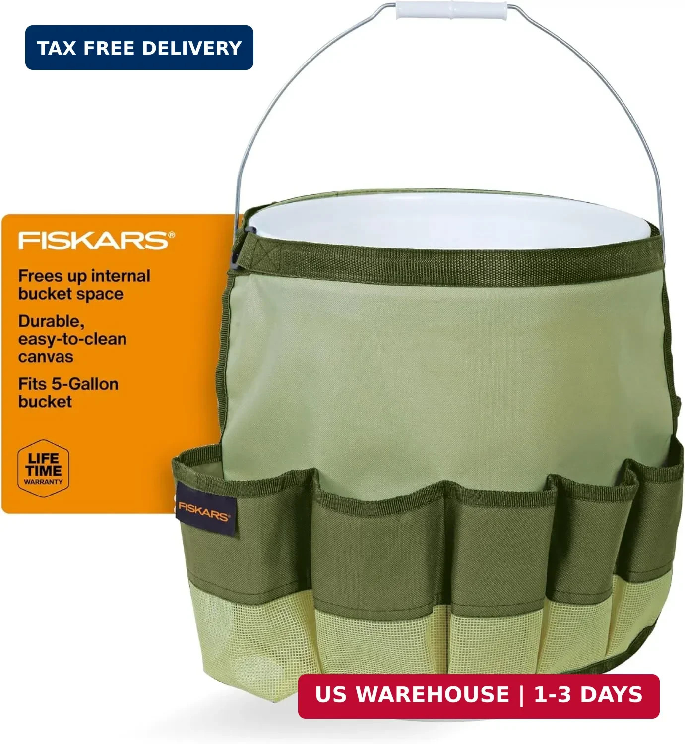 Fiskars Garden Tool Bucket Caddy - 5 Gallon Capacity