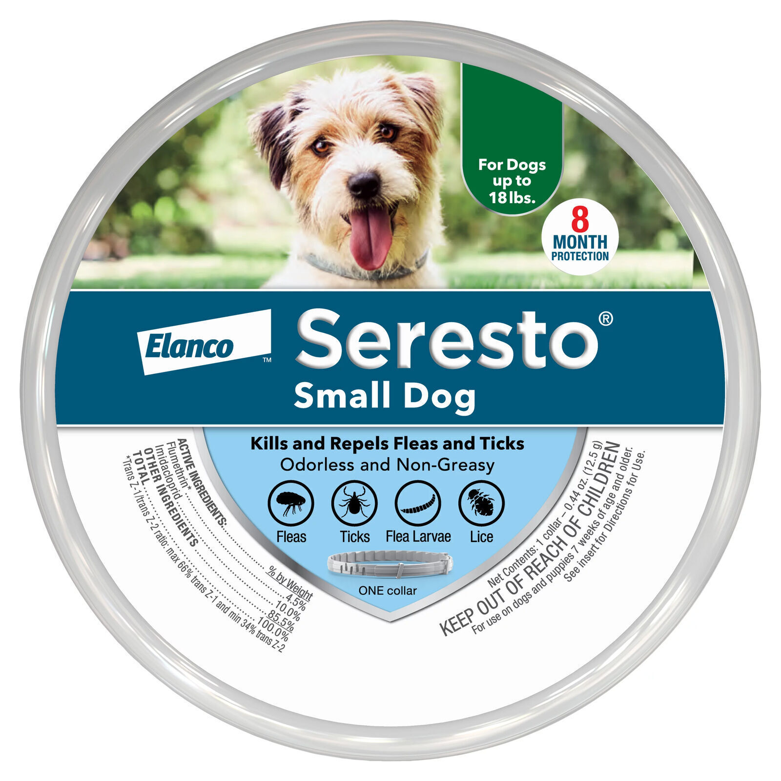 Seresto Flea & Tick Collar for Small Dogs (Up to 18 lbs), 8-...
