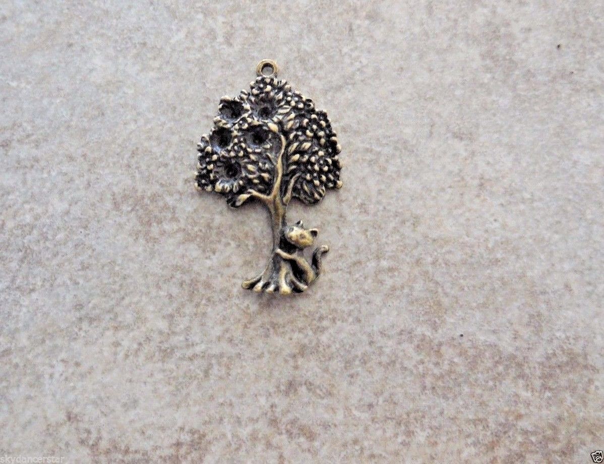 Cat Tree Of Life Bronze Charm Pendant