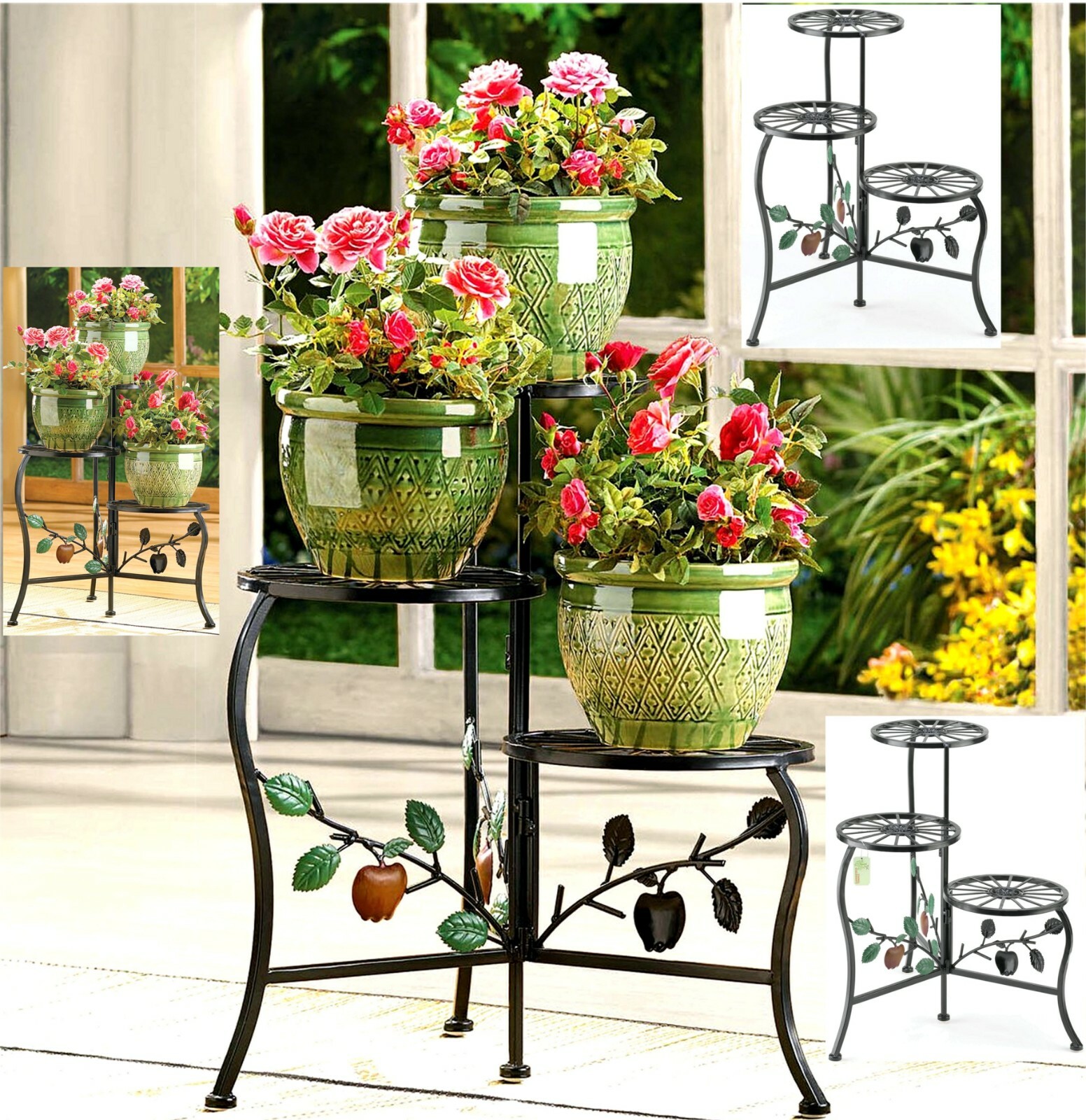 Country Apple Branch 3-Tier Plant Stand (NIB)