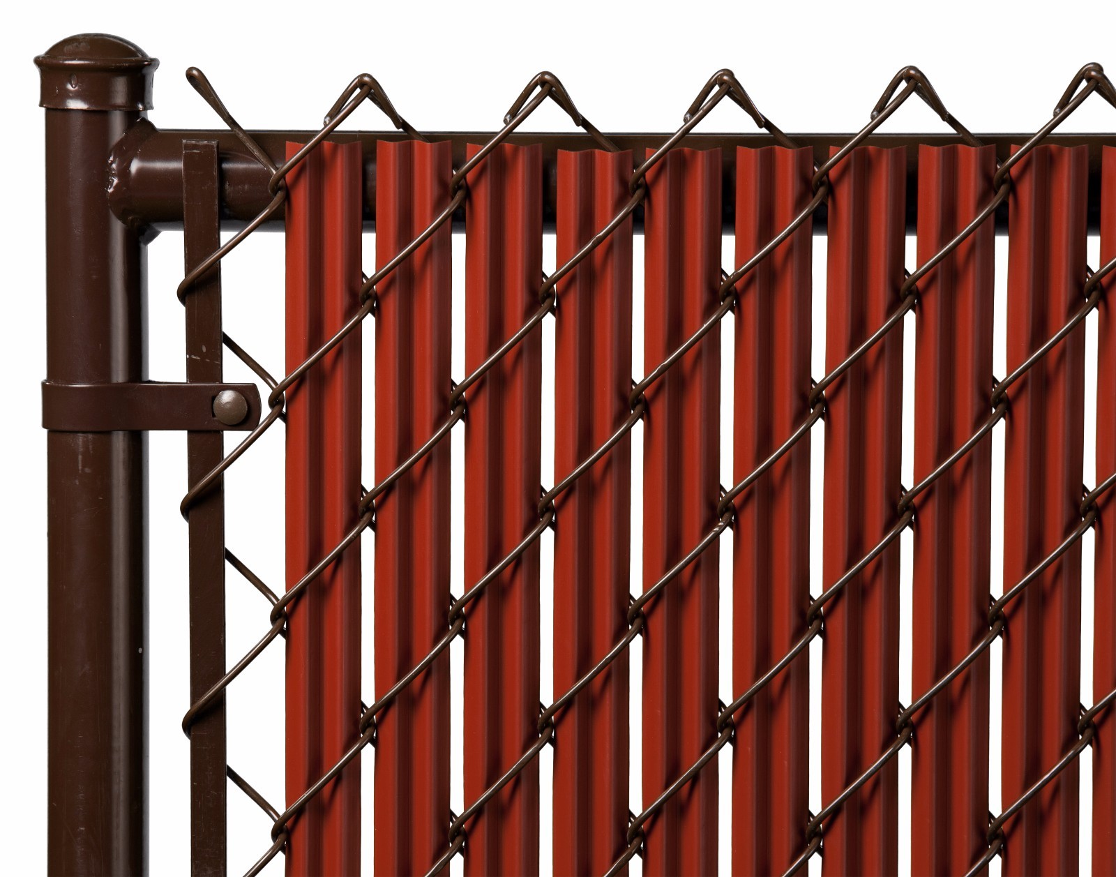 Redwood Ridged Privacy Slat - Chain Link - 5' High Fence Bot...