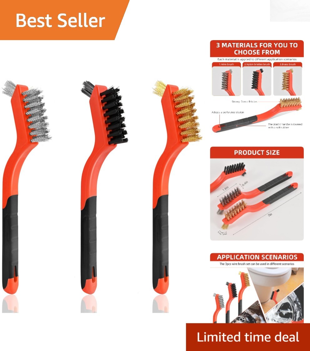 Versatile Wire Brush Set - Brass, Stainless Steel & Nylon Ru...