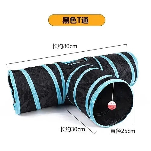 Cat Tunnel Toy 3 Way Foldable Crinkle Tube With Bell for Kit...