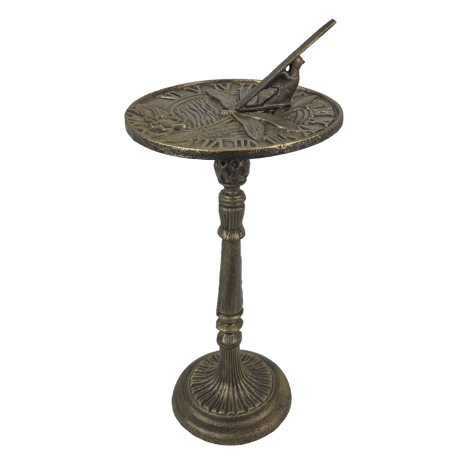 Zeckos Bronze Dragonfly Sundial Decorative Garden Sculpture