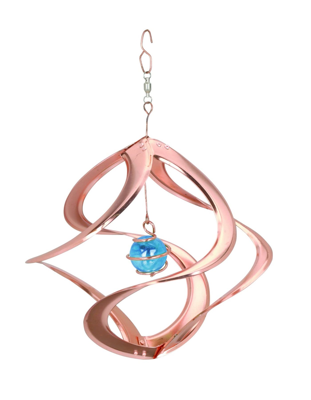 Copper Planet Wind Spinner - 11 Inch Blue Glass Marble Garde...