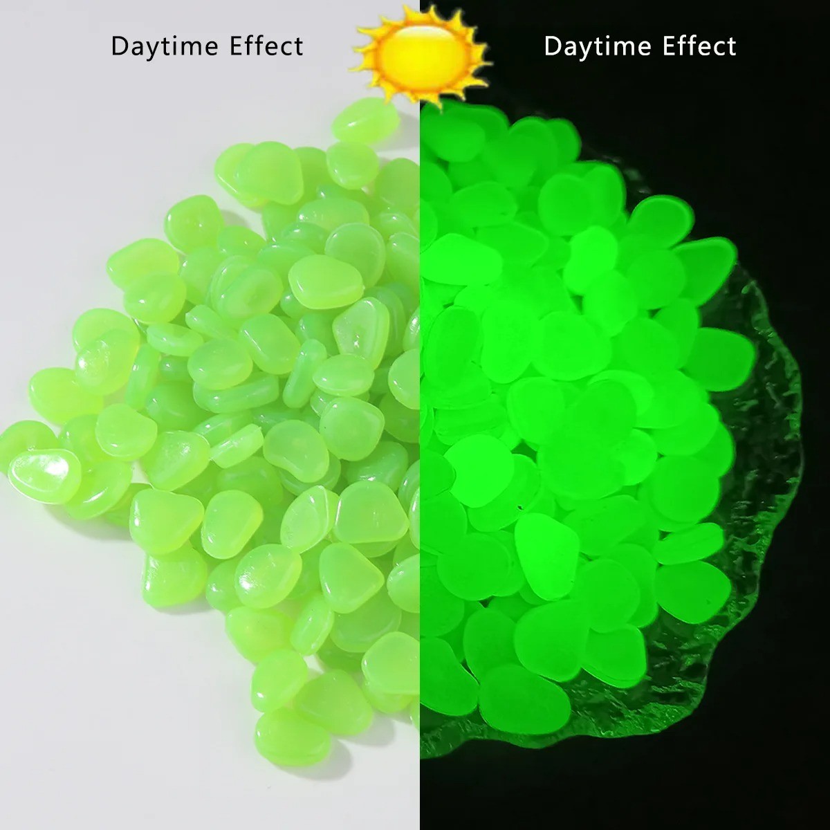 Glowing Pebbles Fish Tank Rocks - 100 Pieces Luminous Garden...