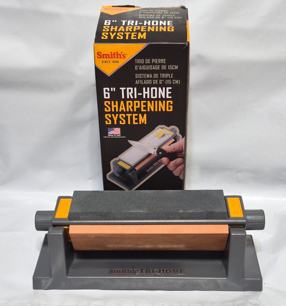 Smiths Tri-Hone Sharpener 3-6" Stones Coarse, Medium, Fine