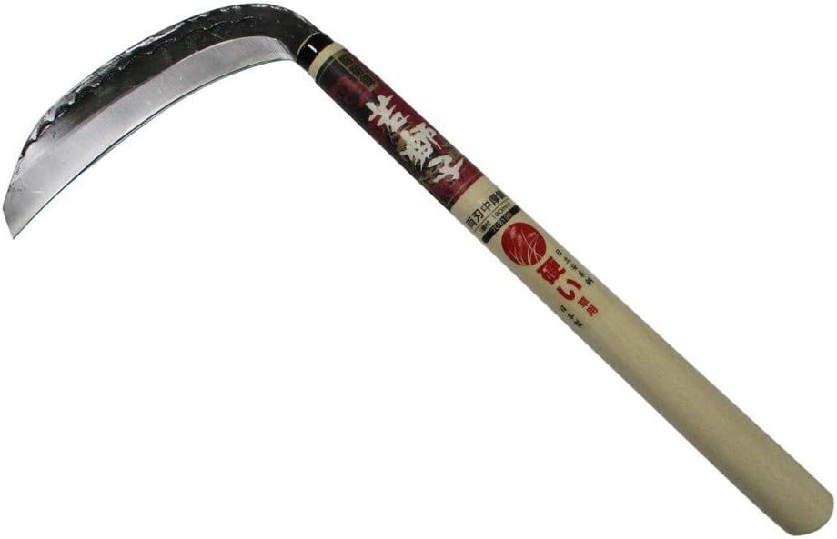 Wakajishi Steel Grass Sickle with Wooden Handle | KAMA 180mm...