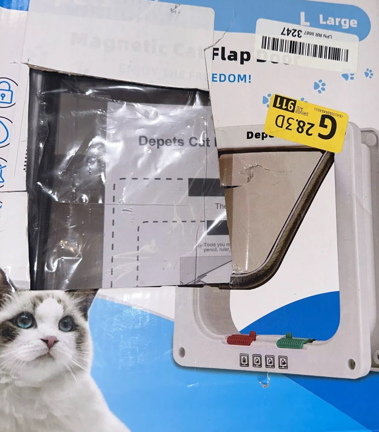 4 Way Pet Cat Puppy Dog Magnetic Lock Lockable Safe Flap Doo...